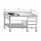 Mycí stůl jednodřezový s pracovní plochou, rozměry (šxhxv) 1200 x 600 x 900 mm, roštem a zásuvkovým boxem