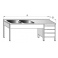 Mycí stůl dvoudřezový s pracovní plochou a zásuvkovým boxem, rozměry (šxhxv): 1700 x 600 x 900 mm (dřez 400 x 400 x 250 mm)