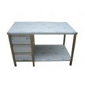Pracovní nerezový stůl (šuplíkový box, 1x police), rozměr (šxhxv): 2000 x 600 x 900 mm