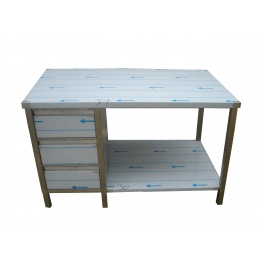 Pracovní nerezový stůl (šuplíkový box, 1x police), rozměr (šxhxv): 1800 x 800 x 900 mm