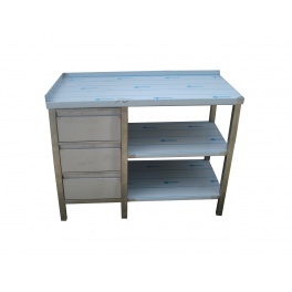 Pracovní nerezový stůl (šuplíkový box, 2x police), rozměr (šxhxv): 1900 x 600 x 900 mm