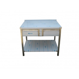 Pracovní nerezový stůl (2x šuplík, 1x police), rozměr (šxhxv): 1400 x 600 x 900 mm