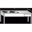 Stůl mycí nerezový dvoudřezový s plochou a zásuvkou, rozměr (šxhxv): 1800 x 600 x 900 mm (dřez 400 x 400 x 250 mm)