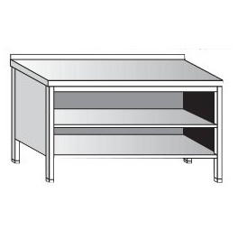 Pracovní nerezový stůl oplechovaný 2x police (pult), rozměr (šxhxv): 1000 x 600 x 900 mm
